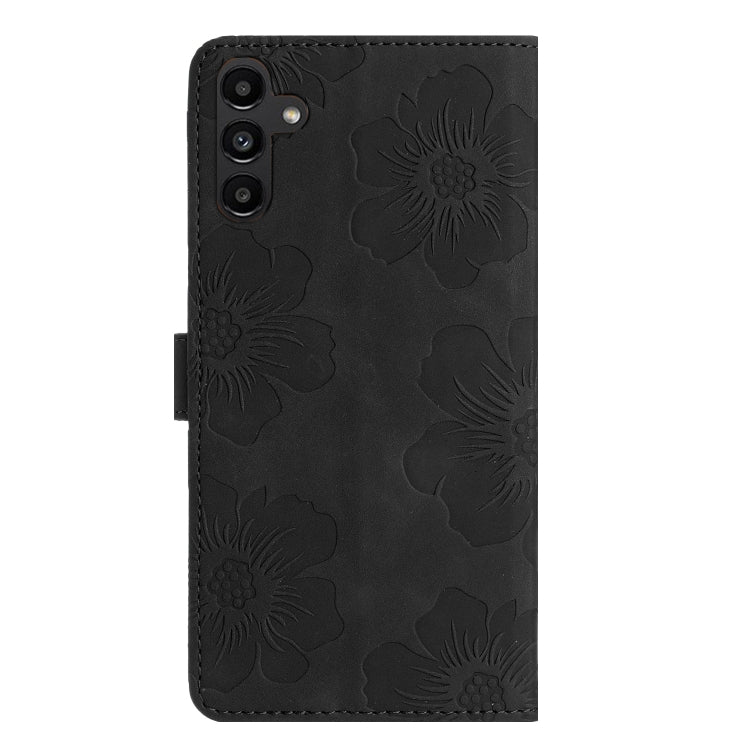 For Samsung Galaxy S25 5G Flower Embossing Pattern Leather Phone Case(Black)