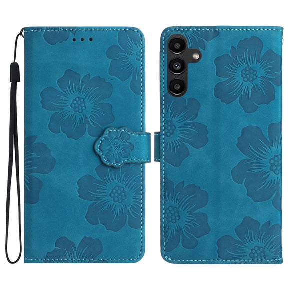 For Samsung Galaxy S25+ 5G Flower Embossing Pattern Leather Phone Case(Blue)