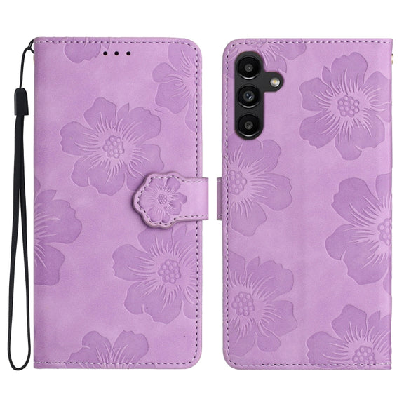 For Samsung Galaxy S25+ 5G Flower Embossing Pattern Leather Phone Case(Purple)