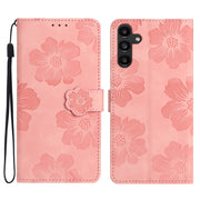 For Samsung Galaxy S25+ 5G Flower Embossing Pattern Leather Phone Case(Pink)