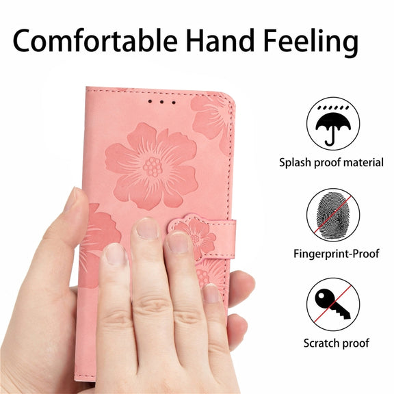 For Samsung Galaxy S25+ 5G Flower Embossing Pattern Leather Phone Case(Pink)
