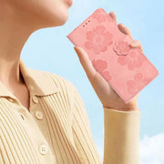 For Samsung Galaxy S25+ 5G Flower Embossing Pattern Leather Phone Case(Pink)