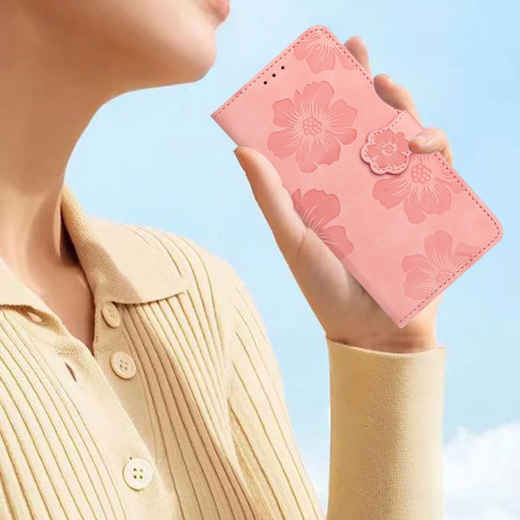 For Samsung Galaxy S25+ 5G Flower Embossing Pattern Leather Phone Case(Pink)