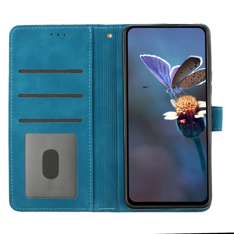 For Samsung Galaxy S25 Ultra 5G Flower Embossing Pattern Leather Phone Case(Blue)