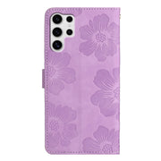 For Samsung Galaxy S25 Ultra 5G Flower Embossing Pattern Leather Phone Case(Purple)