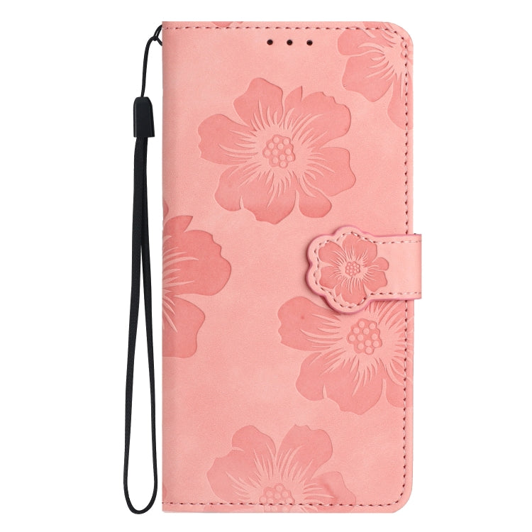 For Samsung Galaxy S25 Ultra 5G Flower Embossing Pattern Leather Phone Case(Pink)