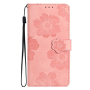 For Samsung Galaxy S25 Ultra 5G Flower Embossing Pattern Leather Phone Case(Pink)