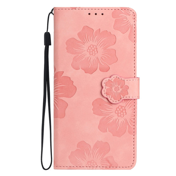 For Samsung Galaxy S25 Ultra 5G Flower Embossing Pattern Leather Phone Case(Pink)