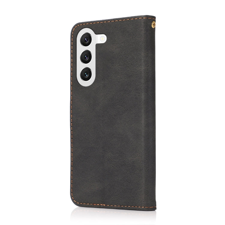 For Samsung Galaxy S25 5G Dual-color Stitching Leather Phone Case(Black Brown)