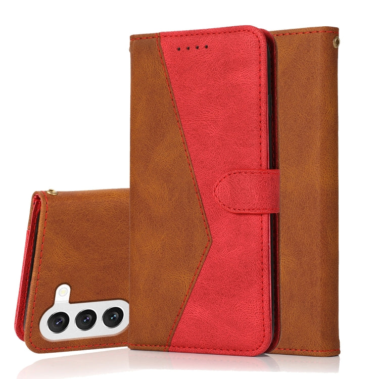 For Samsung Galaxy S25+ 5G Dual-color Stitching Leather Phone Case(Brown Red)