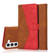 For Samsung Galaxy S25+ 5G Dual-color Stitching Leather Phone Case(Brown Red)