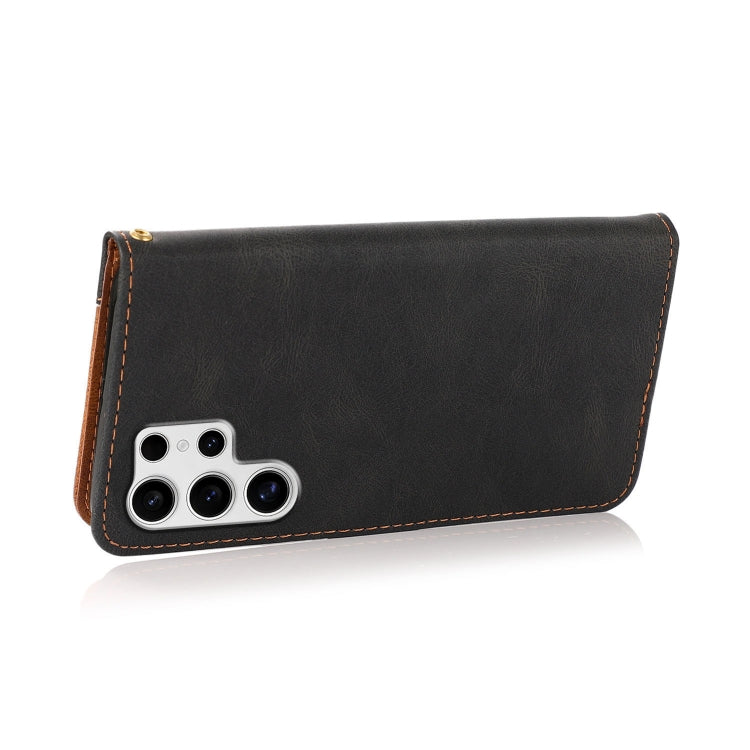 For Samsung Galaxy S25 Ultra 5G Dual-color Stitching Leather Phone Case(Black Brown)