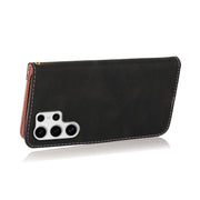 For Samsung Galaxy S25 Ultra 5G Dual-color Stitching Leather Phone Case(Black Rose Gold)
