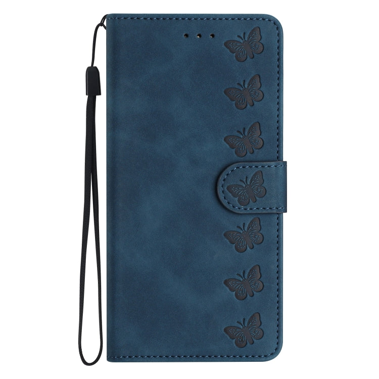For Samsung Galaxy S25 5G Seven Butterflies Embossed Leather Phone Case(Blue)