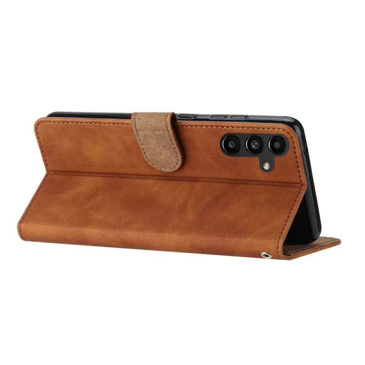 For Samsung Galaxy S25+ 5G Seven Butterflies Embossed Leather Phone Case(Brown)