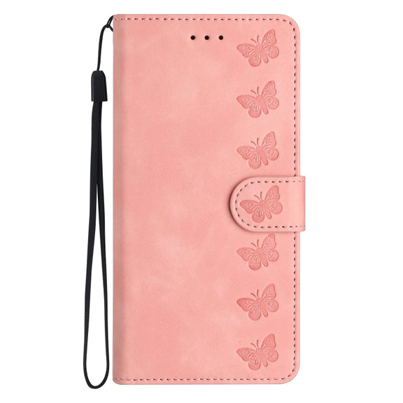 For Samsung Galaxy S25+ 5G Seven Butterflies Embossed Leather Phone Case(Pink)