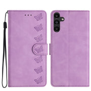 For Samsung Galaxy S25+ 5G Seven Butterflies Embossed Leather Phone Case(Purple)