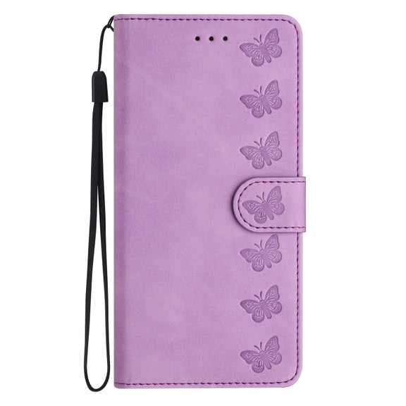 For Samsung Galaxy S25+ 5G Seven Butterflies Embossed Leather Phone Case(Purple)