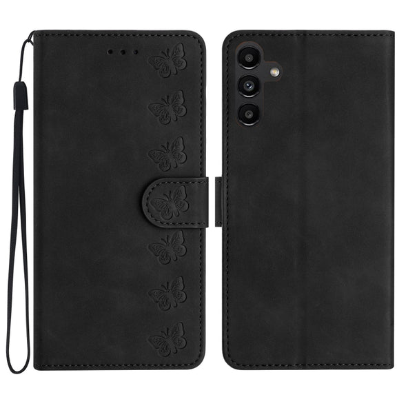 For Samsung Galaxy S25+ 5G Seven Butterflies Embossed Leather Phone Case(Black)