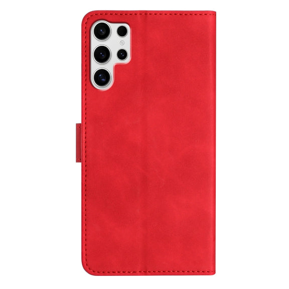 For Samsung Galaxy S25 Ultra 5G Seven Butterflies Embossed Leather Phone Case(Red)