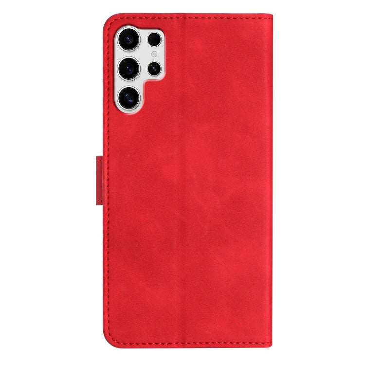 For Samsung Galaxy S25 Ultra 5G Seven Butterflies Embossed Leather Phone Case(Red)