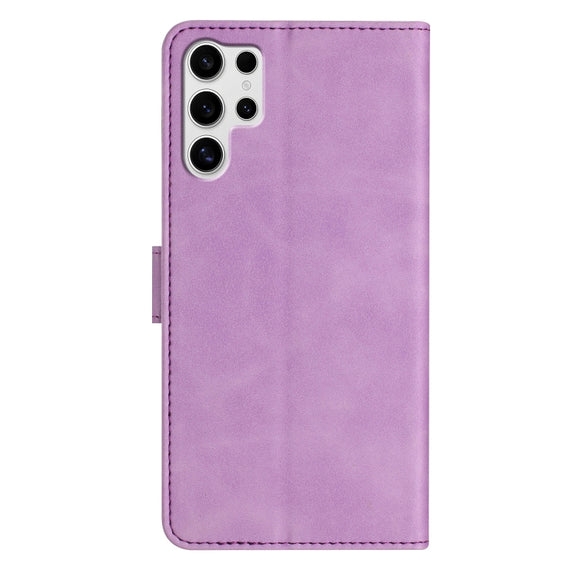 For Samsung Galaxy S25 Ultra 5G Seven Butterflies Embossed Leather Phone Case(Purple)