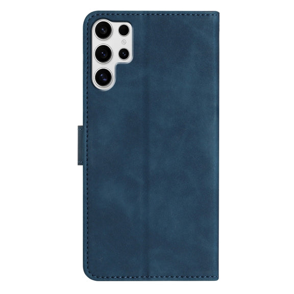 For Samsung Galaxy S25 Ultra 5G Seven Butterflies Embossed Leather Phone Case(Blue)