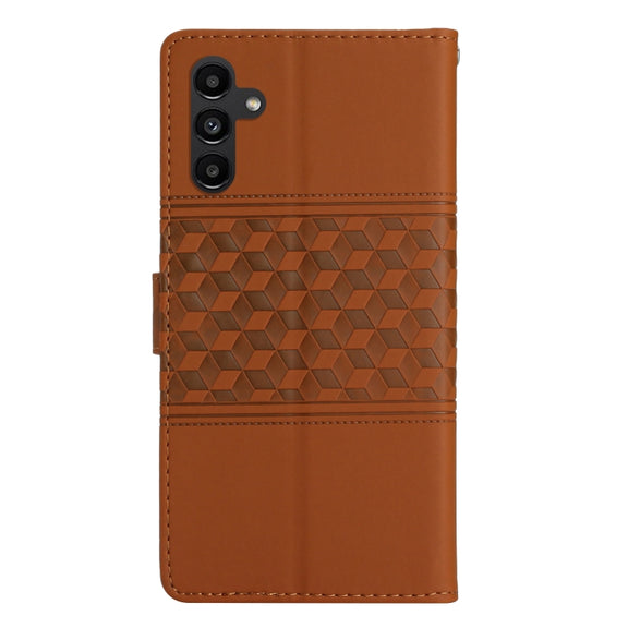 For Samsung Galaxy S25 5G Diamond Embossed Skin Feel Leather Phone Case(Brown)
