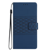 For Samsung Galaxy S25 5G Diamond Embossed Skin Feel Leather Phone Case(Dark Blue)
