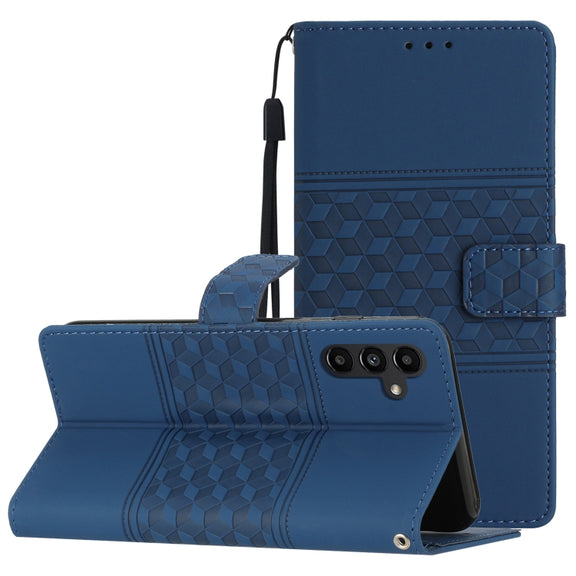 For Samsung Galaxy S25 5G Diamond Embossed Skin Feel Leather Phone Case(Dark Blue)