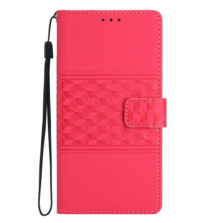 For Samsung Galaxy S25 5G Diamond Embossed Skin Feel Leather Phone Case(Red)