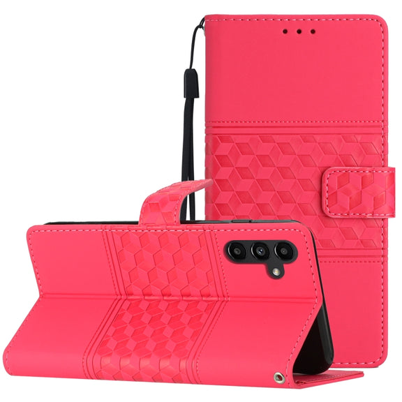 For Samsung Galaxy S25 5G Diamond Embossed Skin Feel Leather Phone Case(Red)