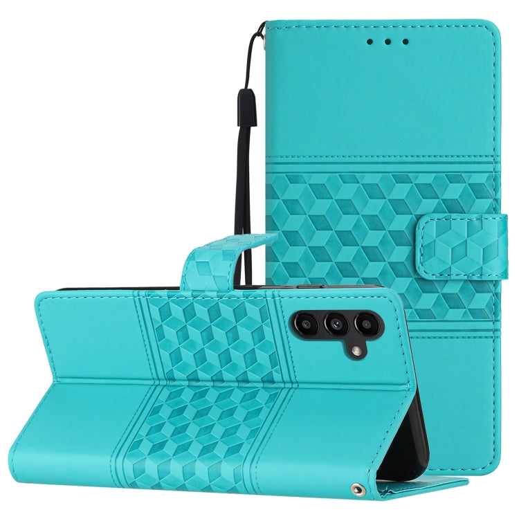 For Samsung Galaxy S25+ 5G Diamond Embossed Skin Feel Leather Phone Case(Blue)