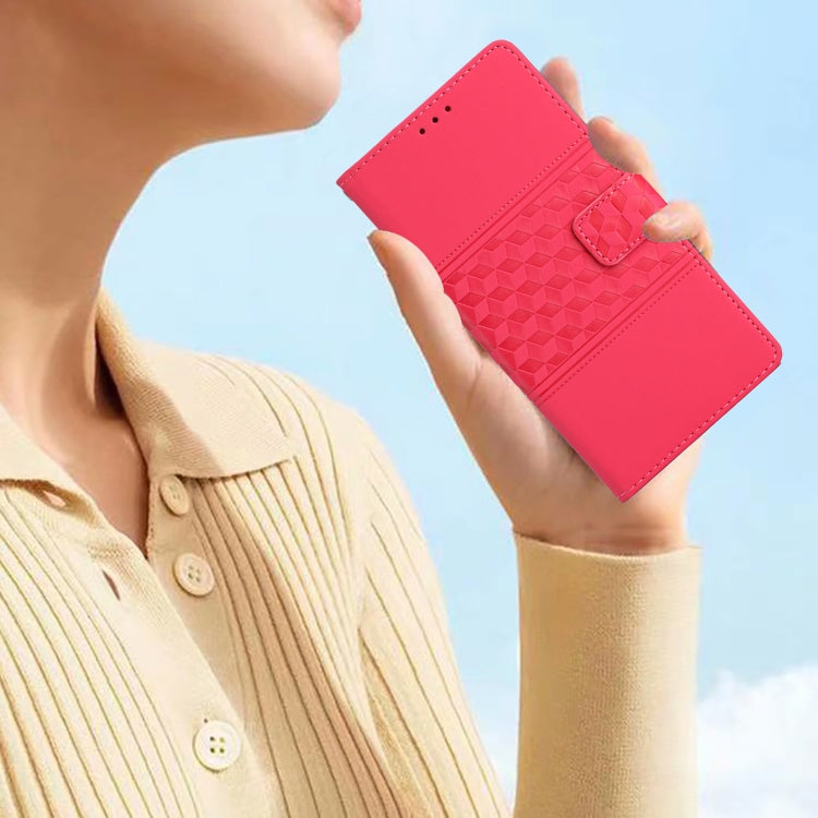 For Samsung Galaxy S25+ 5G Diamond Embossed Skin Feel Leather Phone Case(Red)