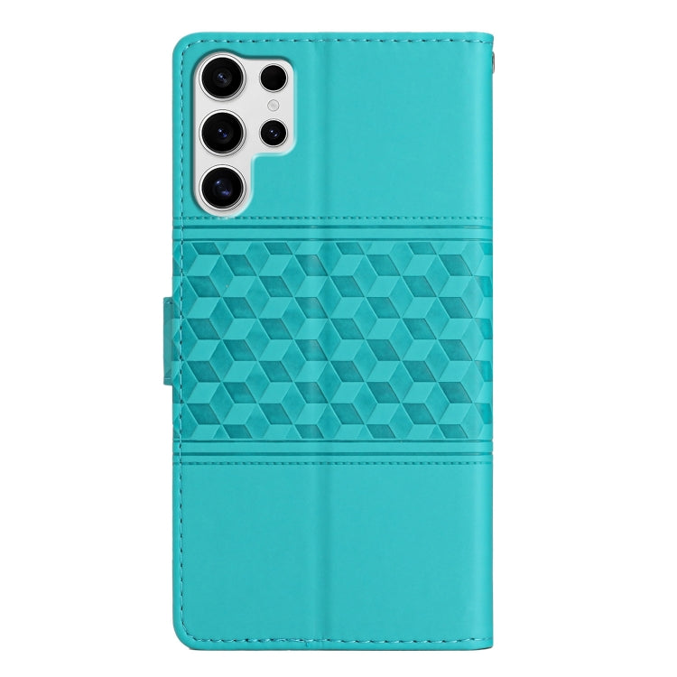 For Samsung Galaxy S25 Ultra 5G Diamond Embossed Skin Feel Leather Phone Case(Blue)