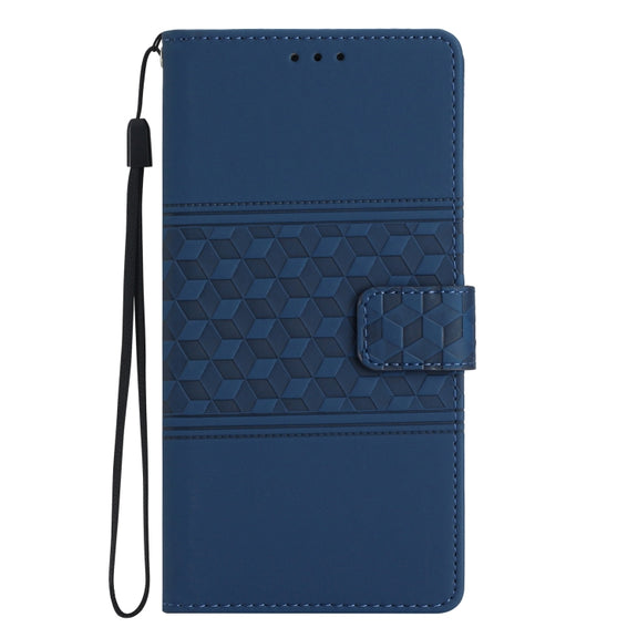 For Samsung Galaxy S25 Ultra 5G Diamond Embossed Skin Feel Leather Phone Case(Dark Blue)