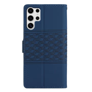 For Samsung Galaxy S25 Ultra 5G Diamond Embossed Skin Feel Leather Phone Case(Dark Blue)