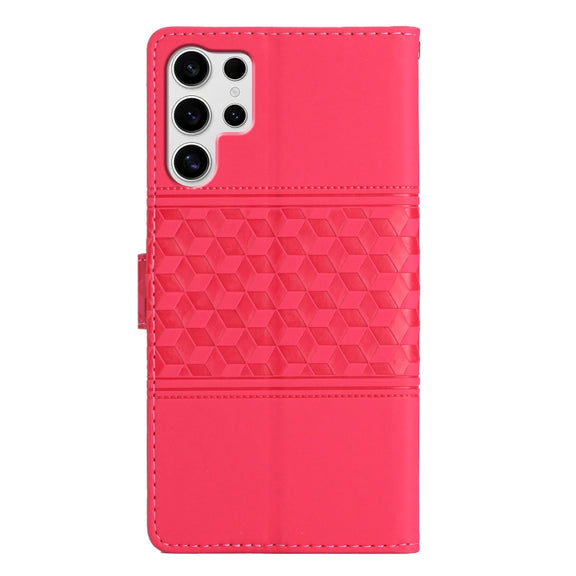 For Samsung Galaxy S25 Ultra 5G Diamond Embossed Skin Feel Leather Phone Case(Red)