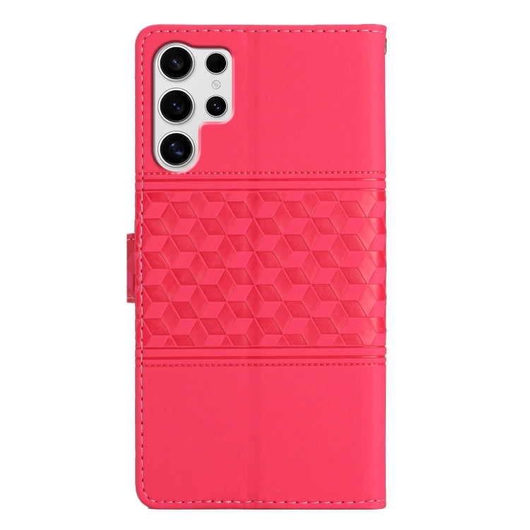 For Samsung Galaxy S25 Ultra 5G Diamond Embossed Skin Feel Leather Phone Case(Red)