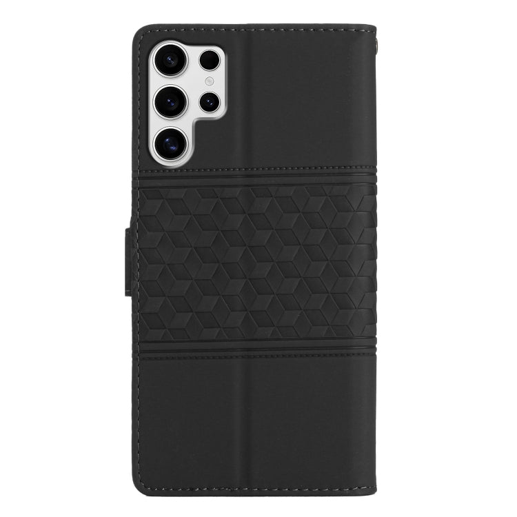 For Samsung Galaxy S25 Ultra 5G Diamond Embossed Skin Feel Leather Phone Case(Black)
