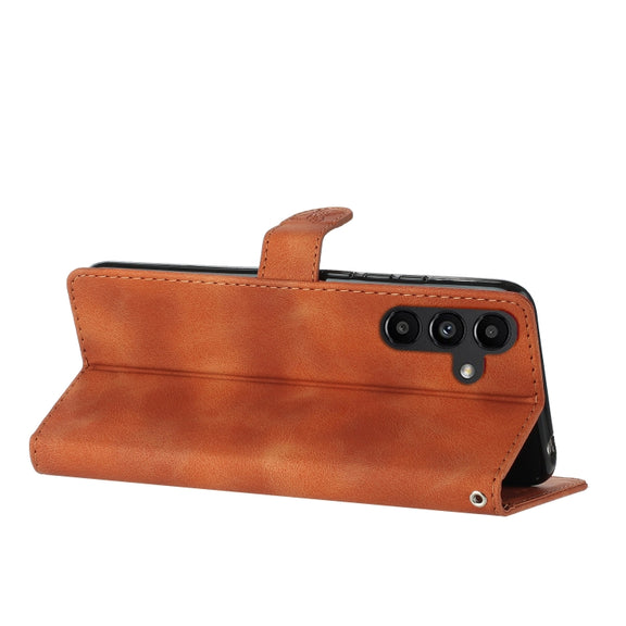 For Samsung Galaxy S25 5G Flower Butterfly Embossing Pattern Leather Phone Case(Brown)