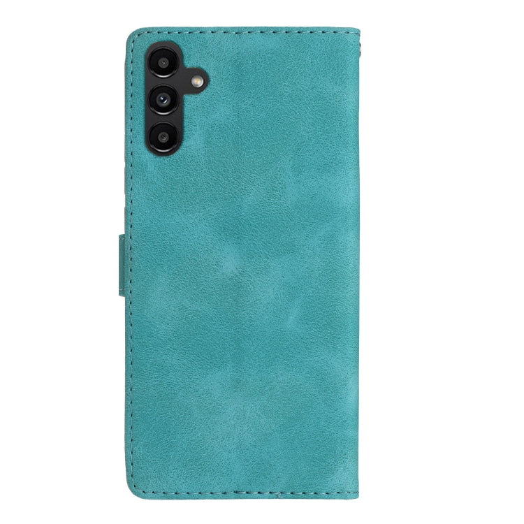 For Samsung Galaxy S25 5G Flower Butterfly Embossing Pattern Leather Phone Case(Sky Blue)