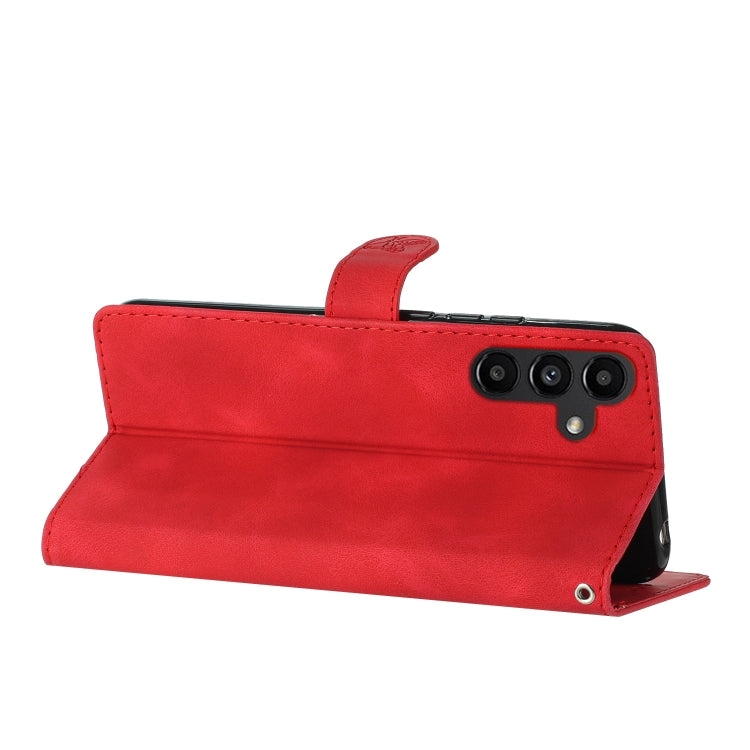 For Samsung Galaxy S25+ 5G Flower Butterfly Embossing Pattern Leather Phone Case(Red)