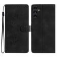 For Samsung Galaxy S25+ 5G Flower Butterfly Embossing Pattern Leather Phone Case(Black) - Galaxy S25+ 5G Cases by PMC Jewellery | Online Shopping South Africa | PMC Jewellery | Buy Now Pay Later Mobicred