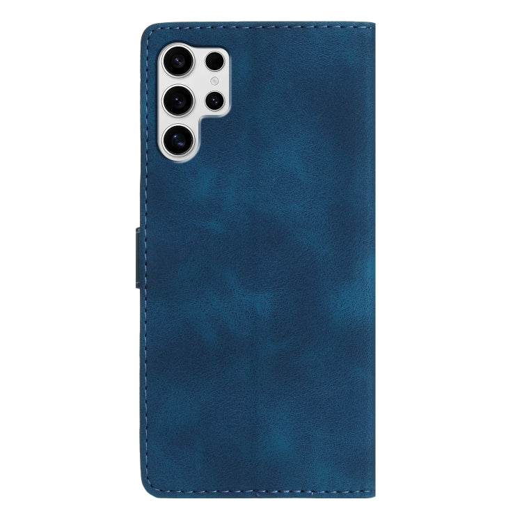 For Samsung Galaxy S25 Ultra 5G Flower Butterfly Embossing Pattern Leather Phone Case(Blue)