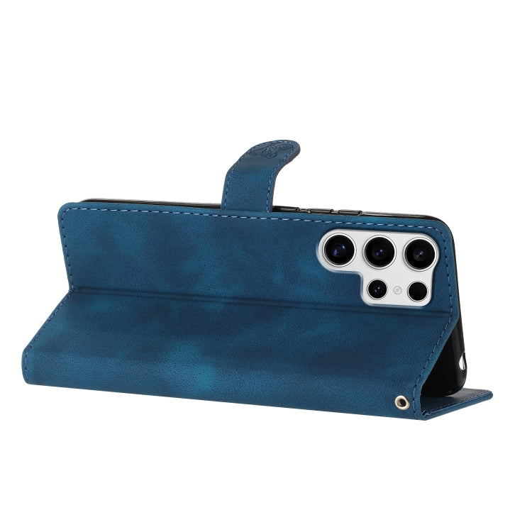 For Samsung Galaxy S25 Ultra 5G Flower Butterfly Embossing Pattern Leather Phone Case(Blue)