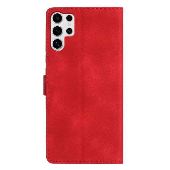 For Samsung Galaxy S25 Ultra 5G Flower Butterfly Embossing Pattern Leather Phone Case(Red)