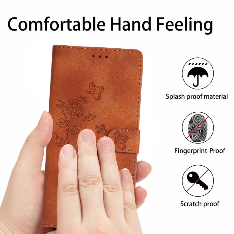 For Samsung Galaxy S25 Ultra 5G Flower Butterfly Embossing Pattern Leather Phone Case(Brown)