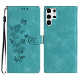 For Samsung Galaxy S25 Ultra 5G Flower Butterfly Embossing Pattern Leather Phone Case(Sky Blue) - free shipping - PMC Jewellery - Order now!