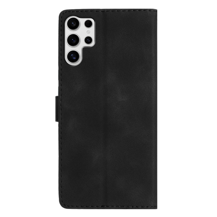 For Samsung Galaxy S25 Ultra 5G Flower Butterfly Embossing Pattern Leather Phone Case(Black)